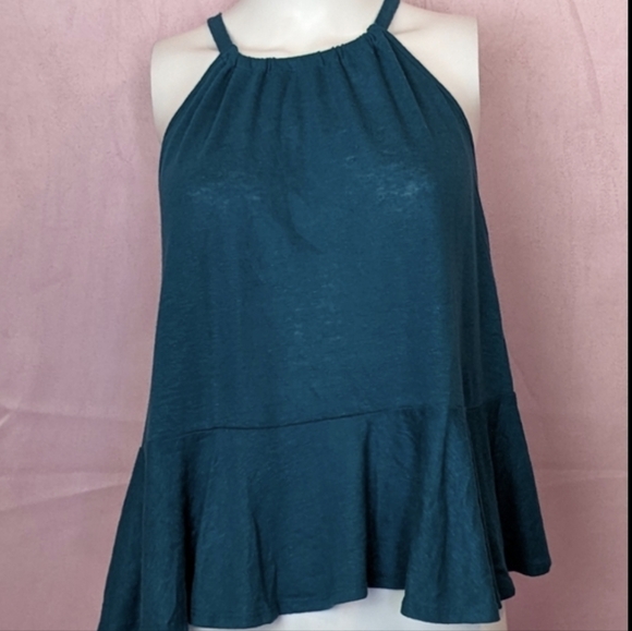 Old Navy 2 Pack Linen Blend Peplum Halter Swing Blouse Tops size Small - Picture 3 of 8